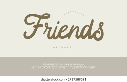 Friends Retro Fett Monoline Script Schriftart Alphabet Vektor für Kinder und Lebensmittel-Verpackung