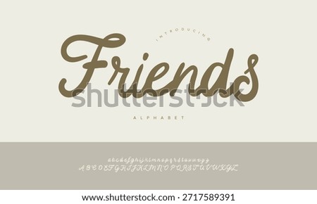 Friends Retro Bold Monoline Script Font Alphabet Vector For Kids And Food Packaging