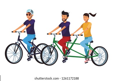 friends riding bicicle