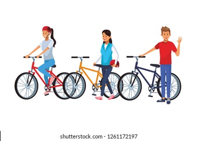 friends riding bicicle