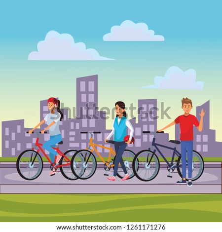 friends riding bicicle