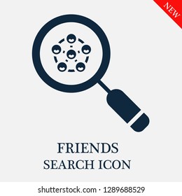 Friends search icon. Editable Friends search icon for web or mobile.