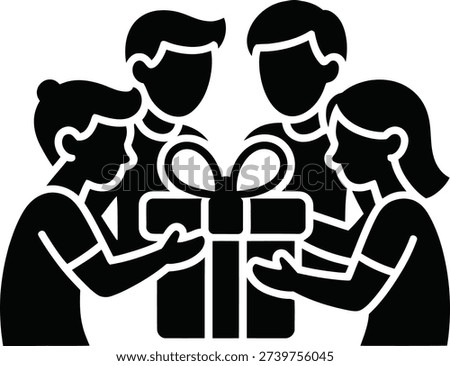 Friends Sharing Gift Celebration Teamwork Community Happiness Together Surprise Unity