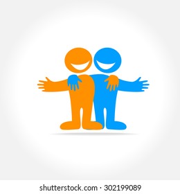 Friends - a sign of friendship, relationship, partnership. The idea for the social logo.