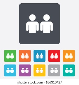 Friends sign icon. Social media symbol. Rounded squares 11 buttons. Vector