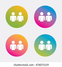 Friends sign icon. Social media symbol. Gradient flat buttons with icon. Modern design. Vector