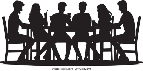 friends silhouette vector art illustration isolated on white background