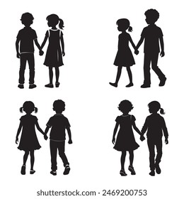 Friends Silhouette Vector Illustration in a white background