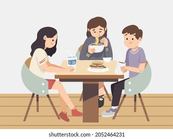 143 Eating noodles together Stock Illustrations, Images & Vectors ...