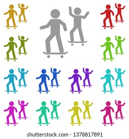 Friends skateboard multi color icon. Simple glyph, flat vector of Friendship icons for UI and UX, website or mobile application
