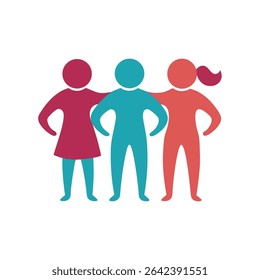 Friends Standing Linked Arm in Arm Silhouette