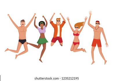Friends in summer cartoons