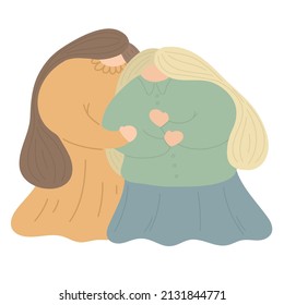 Friends Support Concept. woman comforts her friend in stress and depression. psychological assistance woman. Support and help sad woman. 