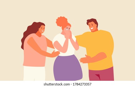 Friends support a crying girl vector