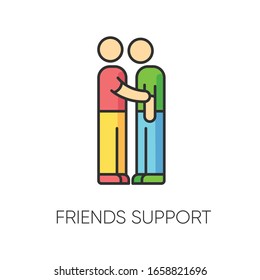 Friends Support RGB Color Icon. Friendly Help Assistance. Emotional Bond, Strong Friendship, Compassion And Solidarity Symbol. Interpersonal Relationship. Isolated Vector Illustration