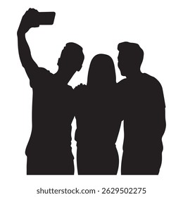 Friends Taking Selfie Silhouette - Group Photo Fun