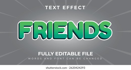 Efecto de texto de amigos con fondo plano