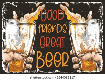 Friends toast with glasses of beer filled to the brim. The atmosphere is lively celebrating camaraderie and the joy of tasting unique brews. A perfect moment for social connection.