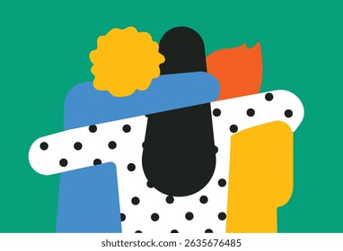 Amigos juntos, mãos no ombro, verso de amigos ilustração