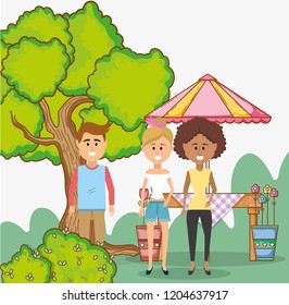 friends together in nature