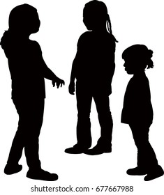 friends together, silhouette vector