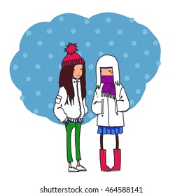 Friends.  Vector hand-drawn sketch.