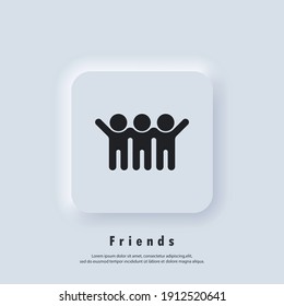 Amigos vectores hombres. Grupo, íconos de amistad. Logo del Mejor Amigo. Vector. icono de la interfaz de usuario. Botón web de interfaz de usuario blanco UX de interfaz de usuario neumórfica.