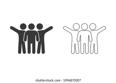 Friends vector icon set men, group illustration. Successful people businessmen icon