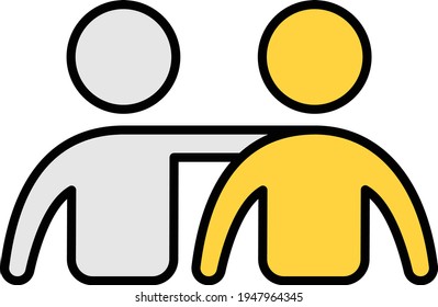 friends vector line colour icon