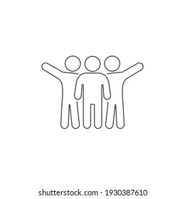 Friends vector line icon men, group illustration. Successful people businessmen icon