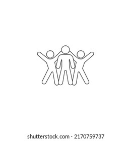 Friends vector line icon men, group illustration. Successful people businessmen icon flat sign