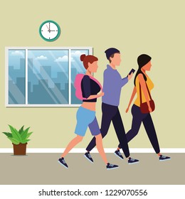 Friends walking cartoon