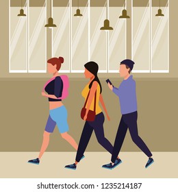 Friends walking cartoon