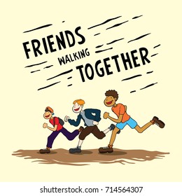 Friends walking together