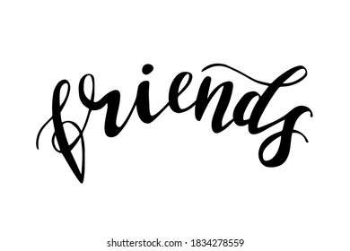 Friends Word Hand Lettering Vector Stock Vector (Royalty Free ...