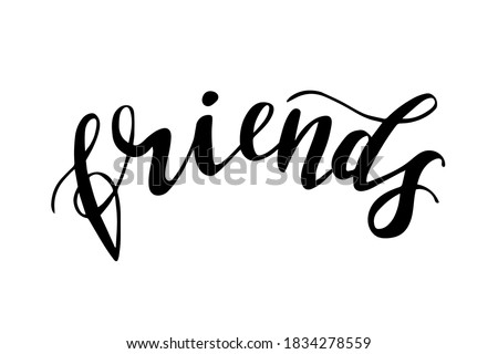 Friends word hand lettering vector
