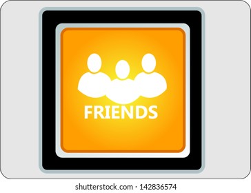 friends yellow square web icon on grey background