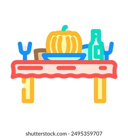 friendsgiving dinner autumn color icon vector. friendsgiving dinner autumn sign. isolated symbol illustration