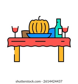 friendsgiving dinner autumn line icon vector. friendsgiving dinner autumn sign. isolated symbol illustration