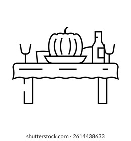 friendsgiving dinner autumn line icon vector. friendsgiving dinner autumn sign. isolated contour symbol black illustration