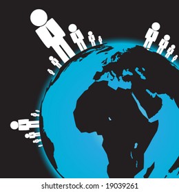 friendship around the earth icon in vector