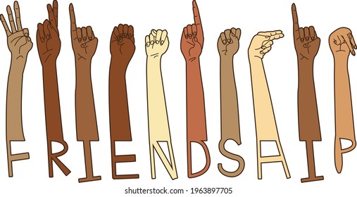 Friendship ASL American Sign Language Diverse Design Inclusive