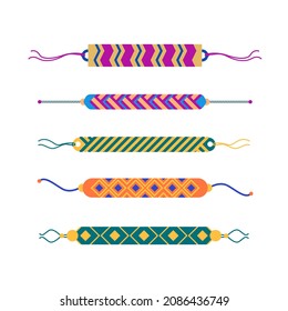 Friendship band wristband.  Friend bracelet. Amity forever. Happy relationship, unity. Partnership hand braclet, brotherhood strap. together concept design. Connection bangle. Vector illustration.