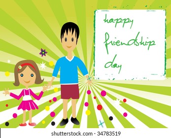 friendship banner of two friends, vector illustration