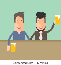 Friendship and beer in a bar.