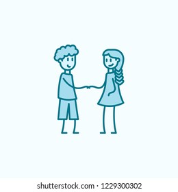friendship between boy and girl 2 colored line icon. Simple colored element illustration. friendship between boy and girl outline symbol design from friendship set