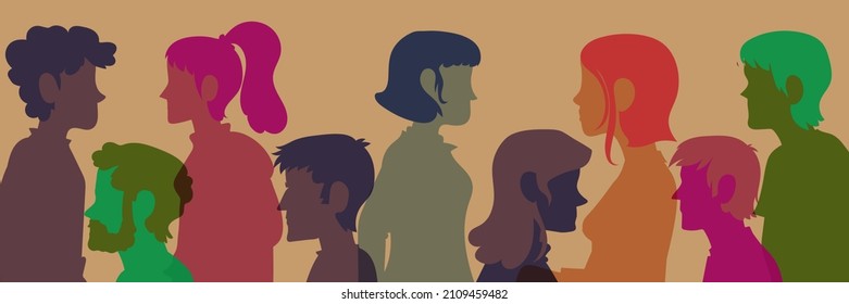 Friendship between multicultural and international people. Community and Multiethnic friends. Group of diverse business people men and women. Teamwork and cooperation concept.