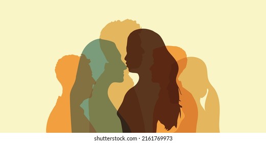 Friendship between multicultural and international people. Group of diverse business people men and women. Teamwork and cooperation concept. Community and Multiethnic friends.