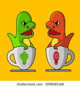 friendship between vegetable and meat-eating dinos