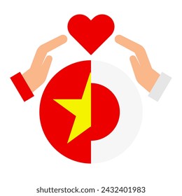 Friendship between Vietnam and Japan. International Marriage between Vietnam and Japan. Vector.